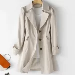 Women Black Trench Windbreaker Spring Autum New Fashion Big Size Coat Khaki Midi Length Windbreaker Female Outerwear M 5XL - Image 2