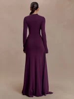 JULISSA MO Turtleneck Long Sleeve Ribbons Women Maxi Dress Round Neck High Waist Dress Winter Skinny Elegant Party Evening Dress - Image 3