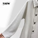 Elegant Notched Collar Trench Coat for Ladies Button Closure Windbreaker Coat Women Jacket with Large Pockets for Women AI1203 - Image 3