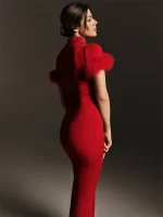 Tossy Black Fashion Fluffy Long Dress Female Short Sleeve Elegant High Waist Patchwork Slim Party Dress Women Spring Maxi Dress - Image 6