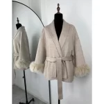 TARUXY Fox Fur Woolen Coats Women's Short Coat Office Lady Removable Elegant Double-sided Wool Overcoat 2025 New Cardigan Jacket - Image 4