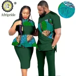 African Couples Clothing Outfits Men and Women Wear Wedding Party Ankara Wax Print Fashion AFRIPRIDE S20C010 - Image 2