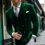 Velvet Double Breasted Blazer for Men Dinner Party Italian Style Smoking Prom Jacket Elegant Jacket for Wedding Party 2025 - Image 2