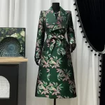 Fashion Women Clothing Trench Coat 2025 Spring Autumn New Temperament Print Chinese National Style Lapel Women Trench Coat H691