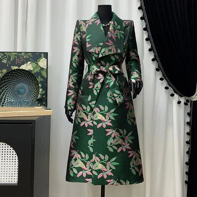 kf-S05bc55b3dae349acb729c209a93762e7l Fashion Women Clothing Trench Coat 2025 Spring Autumn New Temperament Print Chinese National Style Lapel Women Trench Coat H691 - Image 1