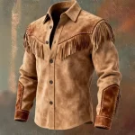 2026 Autumn Winter Men's Fur Fringed Jacket Coat Vintage Ethnic Trendy Button Open Lining Casual Jacket Streetwear Men's Coat - Image 2