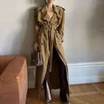 Women's Classic Belt Waist Trench Coat, Double Breasted Long Jacket Coat, Fashion Casual Versatile Top, Summer, New, 2025 - Image 2