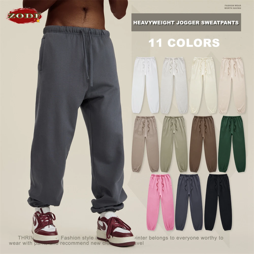 kf-S070f1f807bc04119b7bb2c6720c35705K ZODF New Men Heavy Weight 440gsm Solid Sweatpants Unisex Loose Basic Casual Comfortable Sport Pants Joggers Streetwears HY0628 - Image 1