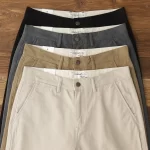 Yapher Men's Retro Solid Color Straight Leg Pants Casual Chino Workwear 100% Cotton Trousers for Spring and Autumn Cargo Pants - Image 2