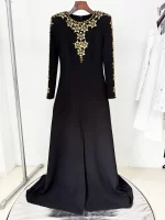 HIGH STREET Newest Fashion 2025 Designer Party Vestido Women's Rhinestone Diamonds Beaded Split Long Maxi Dress - Image 2