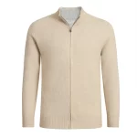 Winter men's 100% cashmere cardigan business casual reversible sweater loose semi high neck Tops thick Jumper zipper jacket