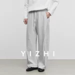 Men's American Casual Korean Sports Pants Spring Autumn Loose Straight Elastic Waist Wide Leg Fashion Men Casual Scimitar Pants - Image 3