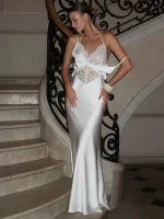 Tuularose Fashion Lace Dress Women Sexy Sleeveless Hollow Out Backless High-Waisted Patchwork Dress Elegant Luxury Evening Dress