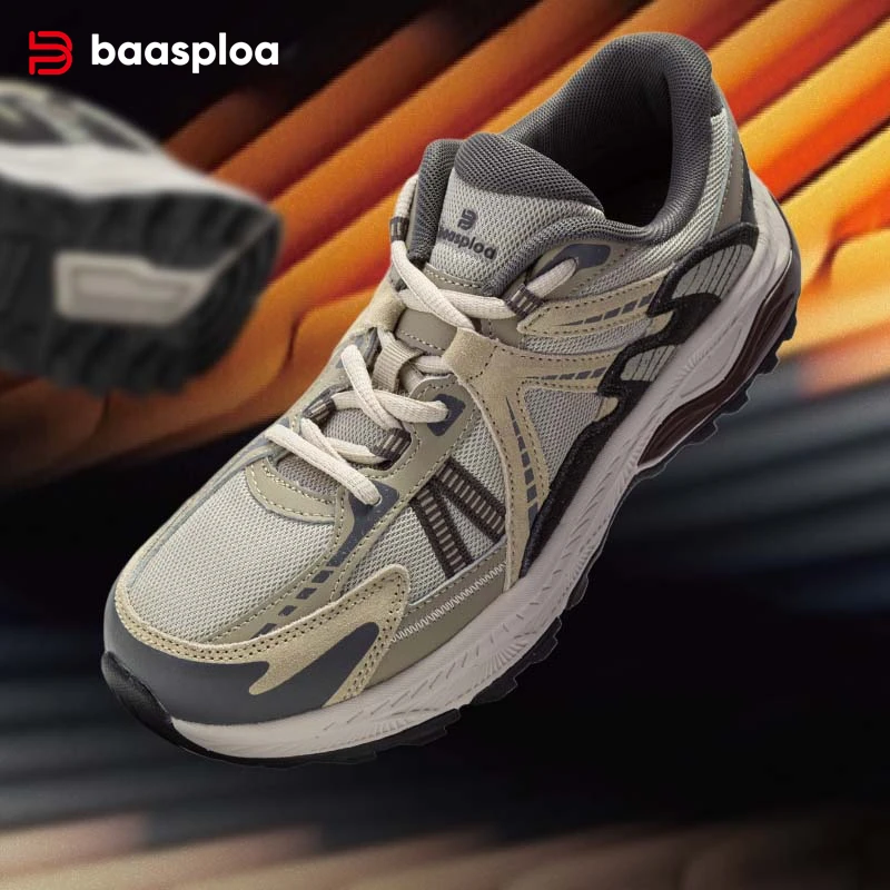 kf-S0a90ae25a0054114b0deb48ec368ac23Z Baasploa New Men Running Shoes Outdoor Casual Lightweight Breathable Sneakers Male Cushioning Non-Slip Vintage Sports Shoes - Image 1