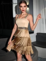 Sexy backless bodycon sequin slip summer dress women 2025 elegant tassel birthday mini party dress prom evening dresses vestidos