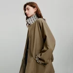 TOYOUTH Women Trench Coat 2025 Autumn New Barn Style Plaid Splicing Long Sleeve Streetwear Mid Length Jacket With Waist Belt - Image 3