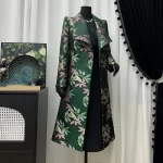 Fashion Women Clothing Trench Coat 2025 Spring Autumn New Temperament Print Chinese National Style Lapel Women Trench Coat H691 - Image 2