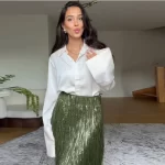 Glittering Embroidered Skirt for Women Chic Irregular Tassel Hem Half-length Dress 2025 New High Waist A-Line Shiny Party Skirts - Image 3