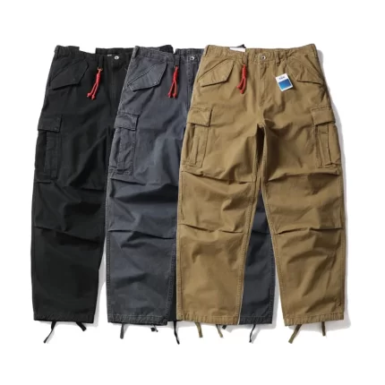 Thick Wash Cotton Trousers Men Japanese Korea Streetwear Fashion Cityboy Loose Casual Wide Leg Track Baggy Pant Man Cargo Pants
