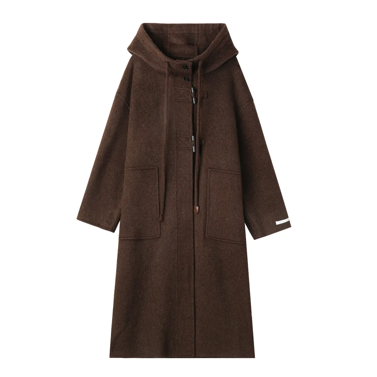 kf-S0e4a83ad9c204424ac06b9f30f1be71fZ Women's Retro Maillard Color Wool Blend Hooded Coat Women Winter Mid Long Drawstring Trench Coat A Chic And Elegant Outerwear - Image 1