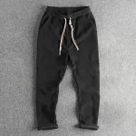 915# Autumn New American Retro Chenille Knitted Sweatpants Men's Simple Heavyweight Loose Straight Casual Sports Youth Pants - Image 3