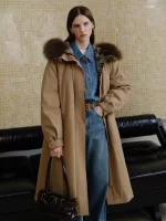 ZIQIAO LightWarm Petite Women's Retro Hooded Long Faux Fur Collar Parka Down Jacket 2025 Winter New Arrival Long Two Color Coat - Image 2