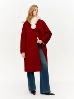 DUSHU Plus Size Women's Oriental Poetic Fox Fur Collar Double-Faced Tweed Coat Winter 2025 New Arrival Outerwear 100% Wool Coats - Image 4