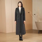 Deep Grey Woolen Coat Double-Breasted Simple Design Autumn Winter New Style Elegantly High-End Tweed Jacket Outerwear 079 - Image 2