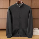 New Product Men's Double Sided Half High Neck Zipper Cardigan Autumn Winter 100% Merino Wool Knit Sweater Casual Men's Clothing - Image 3