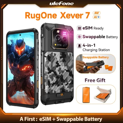 RugOne Xever 7 5G Rugged Phone Android 15 Smartphone 512GB ROM 12+12GB RAM 6.67" 120Hz AMOLED NFC 5500mAh Swappable Battery