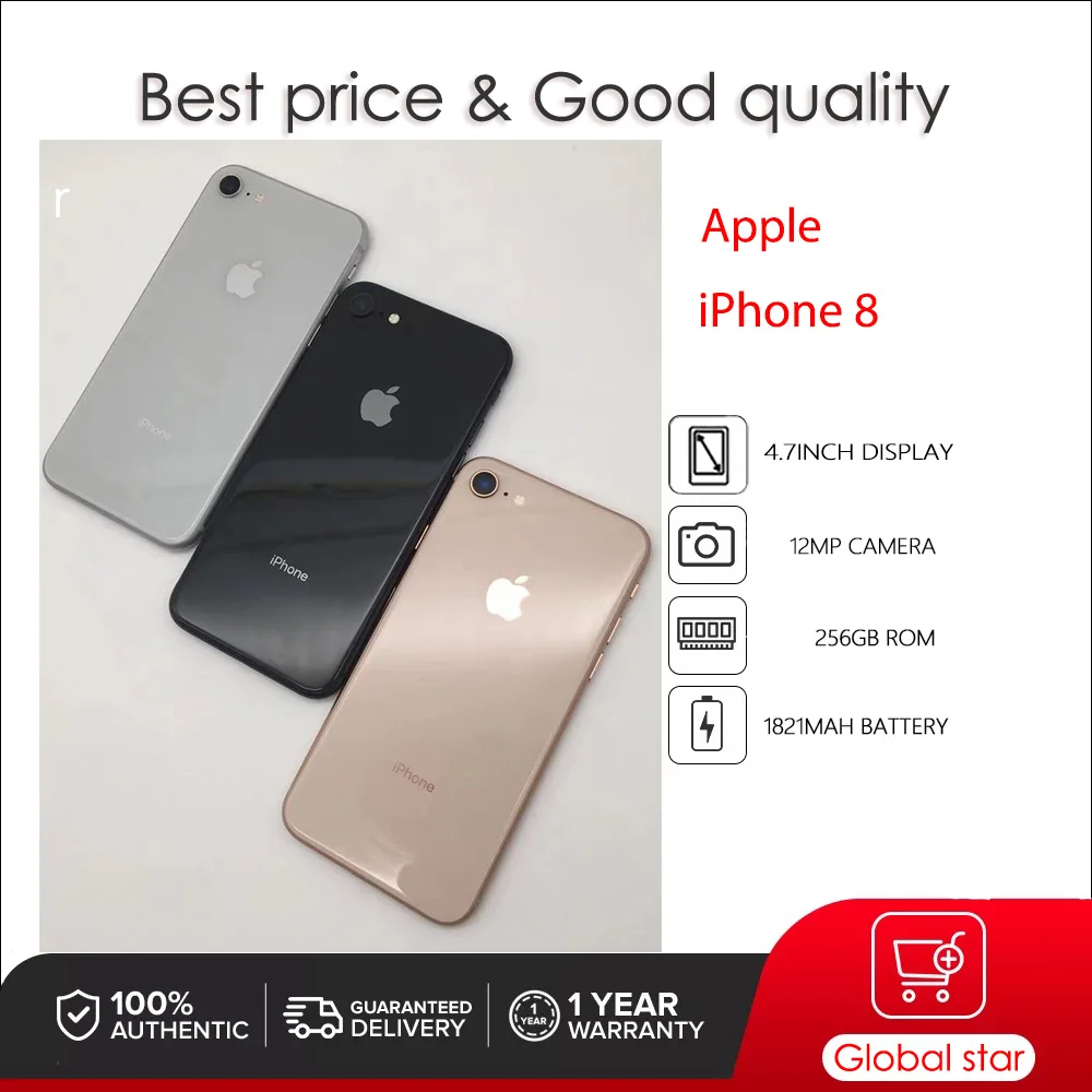 kf-S132df282bd5041c4b75591f564ba95c86 Original Apple iPhone 8 Unlocked Used IOS A11 4.7" 64/256GB ROM 1821mAh Cellphone 12MP Fingerprint Smartphone - Image 1