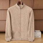 New Product Men's Double Sided Half High Neck Zipper Cardigan Autumn Winter 100% Merino Wool Knit Sweater Casual Men's Clothing - Image 2