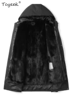 Tcyeek Real Fur Coat Men Winter Clothes Warm Natural Mink Jacket Mid-length Mens Coats New in Outerwears 2025 Detachable Liner - Image 3