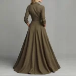 Spring Fashion Shirt Collar Button Long Dresses Woman Elegant High Waist Pocket Party Dress Autumn Long Sleeve Loose Swing Dress - Image 3
