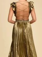 Lady Temperament Backless Bandage Dresses Fashion Bronzing Sleeveless Hollow Evening Dress Luxury Solid High Waist Banquet Dress - Image 2