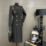 Temperament Women's Trench Coat 2025 Spring Autumn New Black Women's Double-Breasted High Quality Slim Women's Trench Coat H673 - Image 2