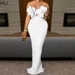 HLJ Sexy Corsage Patchwork Bodycon Long Dresses Women Solid Color Spaghetti Strap Backless Dress Female Streetwear Vestidos New