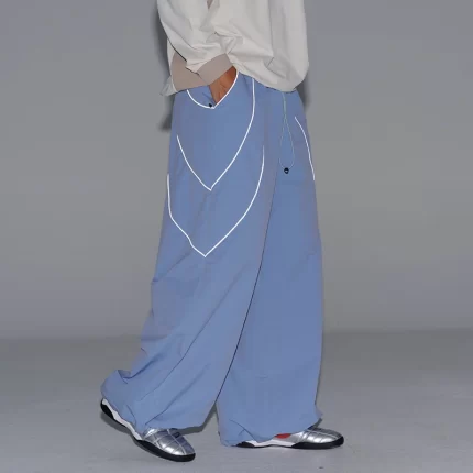 Outdoor Reflective Strip Waterproof Baggy Pant Men Women Streetwear Fashion Loose Casual Wide Leg Sport Pants Cityboy Trousers