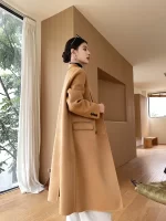 2024 New Wool Coat Women 100% Wool Peak Lapel Overcoat Double-Breasted Autumn Winter Long Jacket Trench Coat Ladies #26 - Image 2