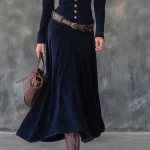 Autumn Winter Solid Soft Velvet Long Dress Woman Elegant Turn-down Collar Button Party Dresses Femme Long Sleeve Slim Maxi Dress - Image 3