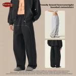 ZODF Fashion Winter Warm 350gsm Fleece Sweatpants For Men Unisex High Street Loose Fit Sport Warm Straight Pants Trousers HY0033 - Image 3
