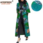 2025New Arrival African Wax Casual Coat for Women AFRIPRIDE Three Quarter Sleeve Ankle Length Women Coat with Sashes A1824009 - Image 4