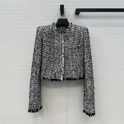 Women's Coat, Padded Shoulder Slim Fit Long Sleeve Blazer Jacket Tweed Short Jacket, Premium Cotton Fall, New Arrival, 2025，y2k