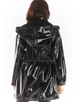 Women Casual Patent Leather Hooded Trench Loose Fashion PVC Long Coats Button Jackets Long Sleeve Plus Size PU Outwear Custom - Image 2