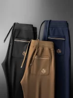 JSBD Autumn Italian old money style simple luxury stretch cotton men's sport straight-leg sweatpants and casual pants - Image 4