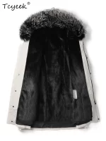 Tcyeek Natural Mink Fur Jacket Men Mid-length Real Fur Coat Winter Clothes Warm Mens Coats New in Outerwears Fox Fur Collar 2025 - Image 3