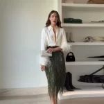 Glittering Embroidered Skirt for Women Chic Irregular Tassel Hem Half-length Dress 2025 New High Waist A-Line Shiny Party Skirts - Image 2