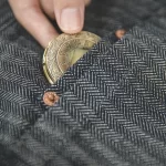 Maden Retro 12.8oz Grey Striped Jeans Straight Fit Zip Fly with Pockets Versatile Herringbone Trousers for Men's Spring and Fall - Image 4