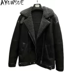 AYUNSUE Natural Wool Fur Coat Man Winter High Quality Real Sheepskin Genuine Leather Jacket Men Vintage Warm Fur Coats Hot Sale