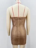 VC Nightclub Party Glamour Gold Rhinestone Crystals Strapless Sexy Evening Gown Cocktail Prom Mini Dress - Image 5